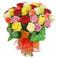 Букет из 35 разноцветных роз